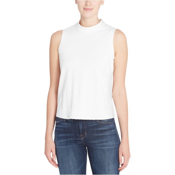 Catherine Malandrino Womens Textured Knit Blouse, White, XS Oversized - Picture 1 of 3